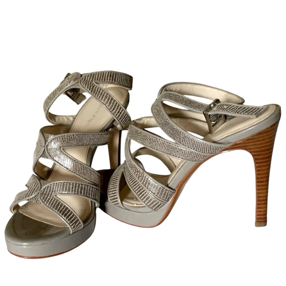 CALVIN KLEIN High Heels Liz Pearlized Adobe Womens Size 6M